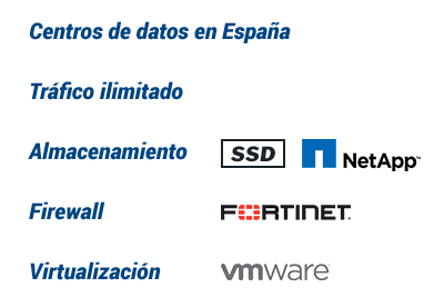 arsenet CLoud Hosting, Centros de Datos en España, Tráfico ilimitado, Almacenamiento SSD, Firewall Fortinet, Virtualización VMware